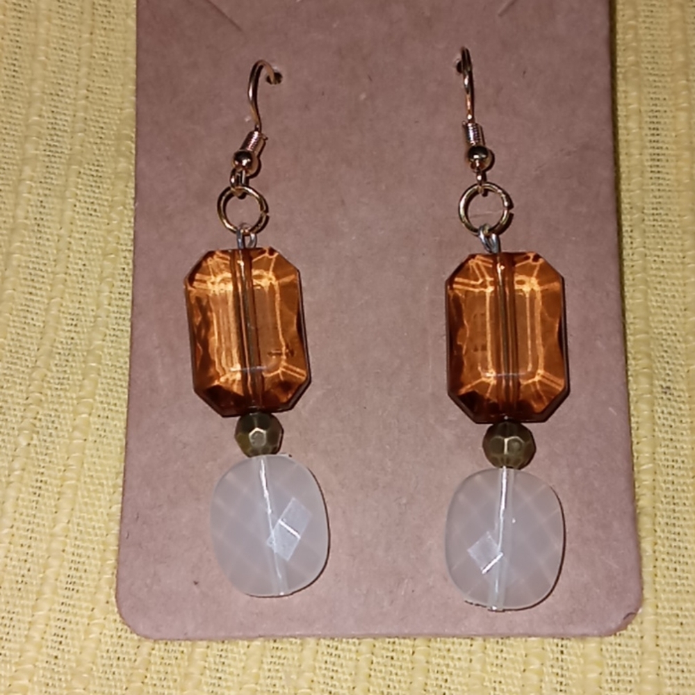 Hand Crafted Bohemian Crystal boho statement drop earrings neutral